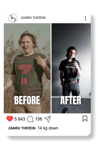 Zanru Theron, 14 kg down